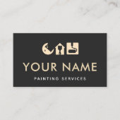 Schilderij Brush Paint Roller Drip Minimalist Zwar Visitekaartje (Voorkant)