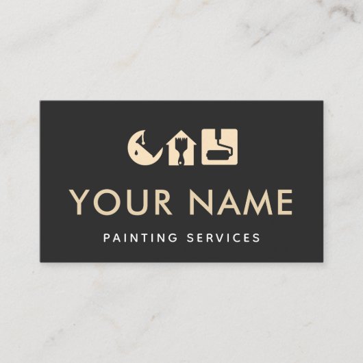 Schilderij Brush Paint Roller Drip Minimalist Zwar Visitekaartje (Voorkant)