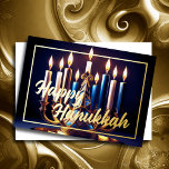 Schilderij Chanoeka Menorah Blauw Goud Folie Feestdagenkaart<br><div class="desc">Schilderij Chanoeka Menorah Blauw Goud</div>