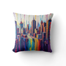 Schilderij City & Magic Wolf Pillow