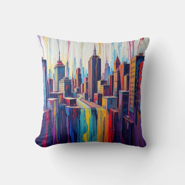 Schilderij City & Magic Wolf Pillow Kussen (Voorkant)