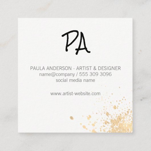 Schilderij Expressieve moderne kunst Vierkante Visitekaartje (Achterkant)