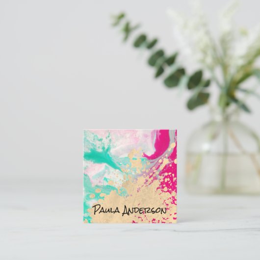 Schilderij Expressieve moderne kunst Vierkante Visitekaartje (Staand voorkant)