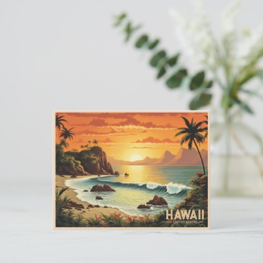  schilderij Hawaii Beach Tropical Paradise Briefkaart (Staand voorkant)