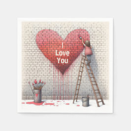 Schilderij I Love You Heart Muurschildering Servet