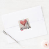 Schilderij I Love You Heart Muurschildering Vierkante Sticker (Envelop)