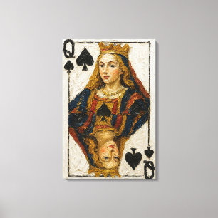 Schilderij in olieverf van de Schoppenvrouw Canvas Afdruk