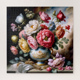 Schilderij in vintage stijl van boeket bloemenvaas legpuzzel