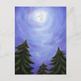 schilderij - kunst kerstster - schilderen - bos feestdagenkaart