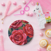 Schilderij met rode rozen papieren bordje (Feest)