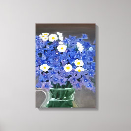 Schilderij op doek print blauwe bloemen