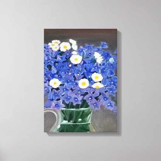 Schilderij op doek print blauwe bloemen (Voorkant)