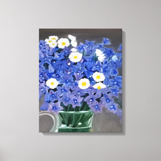 Schilderij op doek print blauwe bloemen (Voorkant)