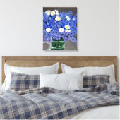 Schilderij op doek print blauwe bloemen (Insitu (Slaapkamer))