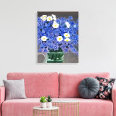 Schilderij op doek print blauwe bloemen (Insitu (Woonkamer))