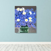 Schilderij op doek print blauwe bloemen (Insitu (Houten vloer))