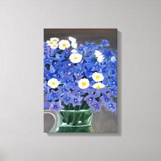 Schilderij op doek print blauwe bloemen