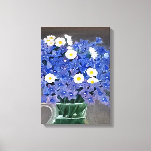 Schilderij op doek print blauwe bloemen (Voorkant)
