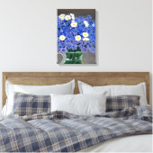 Schilderij op doek print blauwe bloemen (Insitu (Slaapkamer))