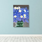Schilderij op doek print blauwe bloemen (Insitu (Houten vloer))