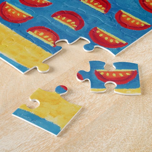 Schilderij over saladebereiding legpuzzel (Zijkant)