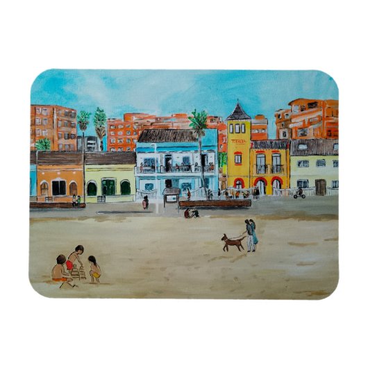 Schilderij Playa de la Malvarrosa van Alfred Fox Magneet (Horizontaal)