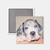 Schilderij: Puppy Dane Magneet (Voorkant / Achterkant)