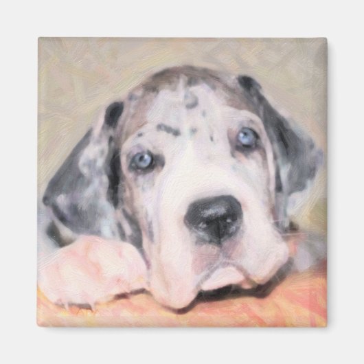 Schilderij: Puppy Dane Magneet (Voorkant)
