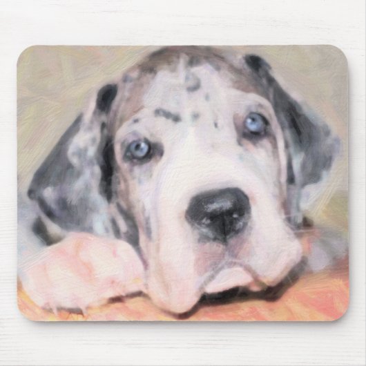 Schilderij: Puppy Dane Muismat (Voorkant)