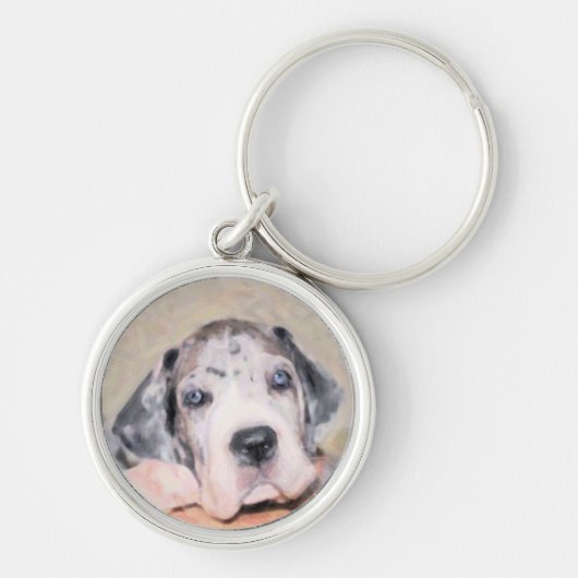 Schilderij: Puppy Dane Sleutelhanger (Voorkant)