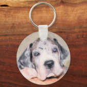 Schilderij: Puppy Dane Sleutelhanger (Voorkant)
