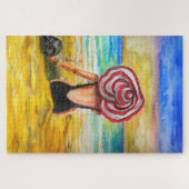 Schilderij Puzzel Vrouw en Zee (Horizontaal)