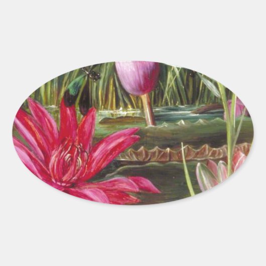 schilderij Roze Bloesems Ovale Sticker (Voorkant)