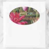 schilderij Roze Bloesems Ovale Sticker (Tas)