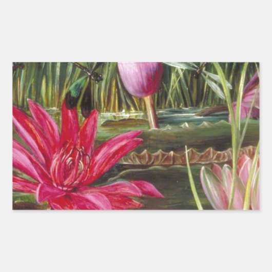 schilderij Roze Bloesems Rechthoekige Sticker (Voorkant)