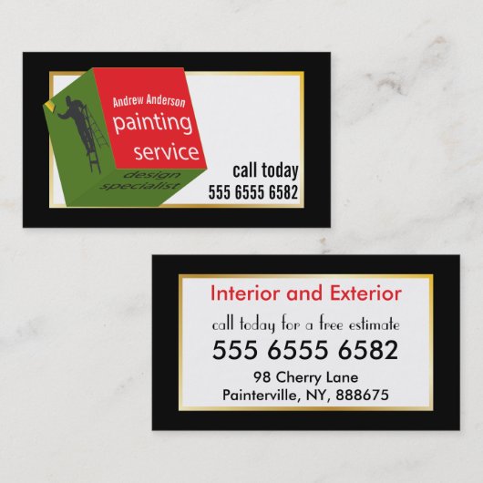 Schilderij Service Budget Waarde Kleurrijke Nieuwe Visitekaartje (Voorkant / Achterkant)