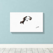 Schilderij: Shih Tzu puppy Canvas Afdruk (Insitu (Houten vloer))