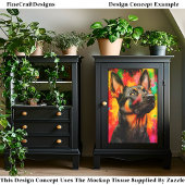 Schilderij Splash Duitse Herder Hond CT2 Decoupage Tissuepapier