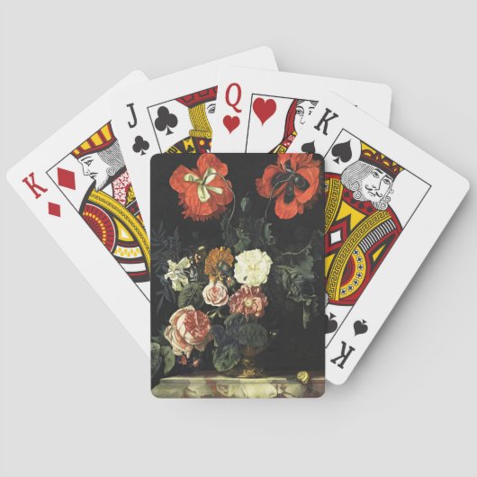  schilderij Stilleven met bloemen Pokerkaarten (Achterkant)