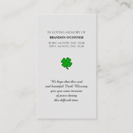 Schilderij sympathie gebed gebed Kaart Visitekaartje (Achterkant)