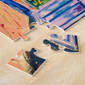 Schilderij terras uitzicht op bloementuin legpuzzel (Zijkant)