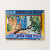 Schilderij Terras Uitzicht van Mediterraan zee Legpuzzel (Horizontaal)