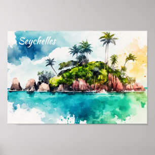 Schilderij Tropische Seychellen Poster