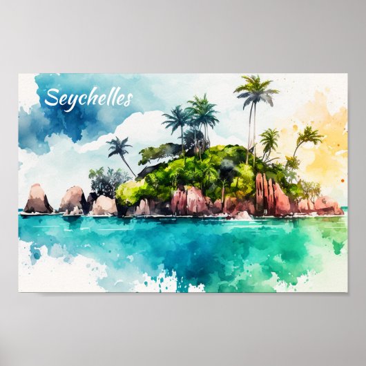 Schilderij Tropische Seychellen Poster (Voorkant)