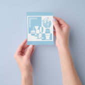 Schilderij vaas met bloemen en wijnglazen sky bl flyer (Hand)