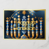 Schilderij van abstracte Hanukkah-menorah Folie Feestdagenkaart (Voorkant)