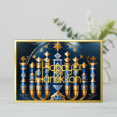 Schilderij van abstracte Hanukkah-menorah Folie Feestdagenkaart (Staand Voorkant)