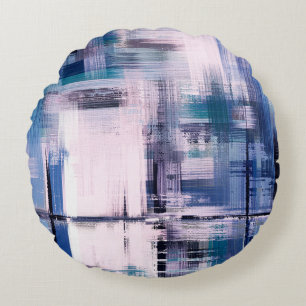 schilderij van abstracte olie op doek, met de hand rond kussen