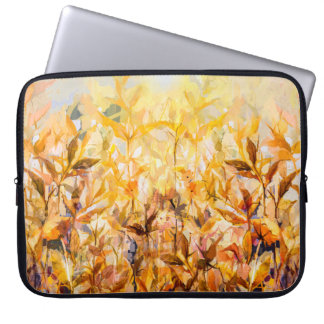 schilderij van abstracte olie, van kleurrijke bloe laptop sleeve