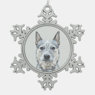 Schilderij van Australische Cattle Dog - Originele Tin Sneeuwvlok Ornament